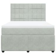 Боксспринг легло с матрак, светлосива, 140x190 см, кадифе