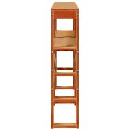 Горна табла с рафтове, восъчнокафява, 140 см, масивно дърво бор