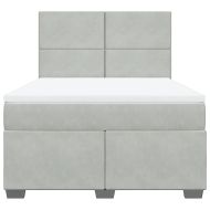 Боксспринг легло с матрак, светлосиво, 140x200 см, кадифе