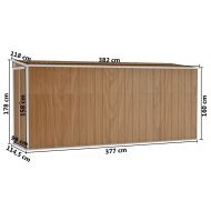 Градинска барака за стенен монтаж, кафява, 118x382x178 см, поцинкована стомана