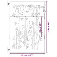 Градинска порта 85x125 см, кортенова стомана, дизайн от бамбук