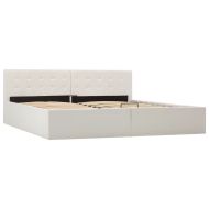 Легло с повдигащ механизъм, бяло, изкуствена кожа, 180x200 cм