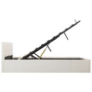 Легло с повдигащ механизъм, бяло, изкуствена кожа, 180x200 cм