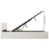 Легло с повдигащ механизъм, бяло, изкуствена кожа, 180x200 cм