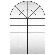 Стенно огледало, черно, 100x150 см, арка, желязо