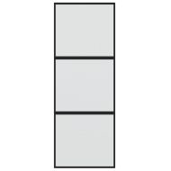 Плъзгаща се врата, черна, 76x205 см, закалено стъкло и алуминий