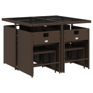 Градински трапезен комплект възглавници 9 части кафяв полиратан