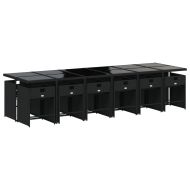 Външен трапезен комплект 13 части с възглавници черен полиратан