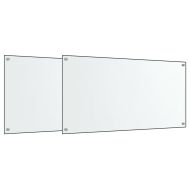 Кухненски гърбове, 2 бр, прозрачен, 80x60 см, закалено стъкло