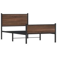 Метална рамка за легло, без матрак, кафяв дъб, 100x190 см