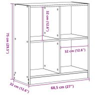 Библиотека, сив сонома, 68,5x32x75 см, инженерно дърво