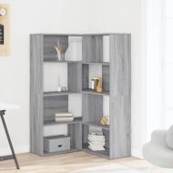 Ъглова етажерка 4 нива сив сонома 85x85x140 см инженерно дърво