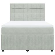 Боксспринг легло с матрак, светлосиво, 160x200 см, кадифе