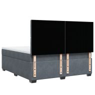 Боксспринг легло с матрак, тъмносиво, 180x200 см, кадифе