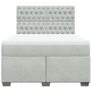 Боксспринг легло с матрак, светлосив, 140x190 см, кадифе