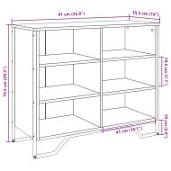 Сайдборд, опушен дъб, 91x35,5x74,5 см, инженерно дърво