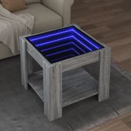 Маса за кафе с LED, сив сонома, 53x53x45 см, инженерно дърво