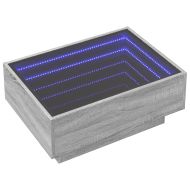 Маса за кафе с LED, сив сонома, 70x50x30 см, инженерно дърво