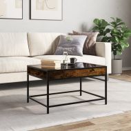 Маса за кафе с Infinity LED, опушен дъб, 70x50x41 см