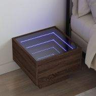 Нощна масичка с Infinity LED, кафяв дъб, 40x40x30 см
