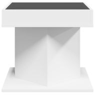 Маса за кафе с LED, бяла, 50x50x45 см, инженерно дърво