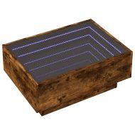 Маса за кафе с LED, опушен дъб, 70x50x30 см, инженерно дърво