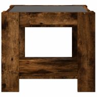 Маса за кафе с LED, опушен дъб, 53x53x45 см, инженерно дърво