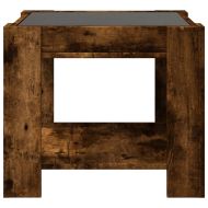 Маса за кафе с LED, опушен дъб, 53x53x45 см, инженерно дърво