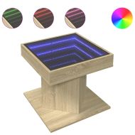 Маса за кафе с LED, дъб сонома, 50x50x45 см, инженерно дърво