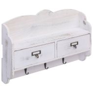 Стенна закачалка за палта, бяла, 50x10x34 см, дърво