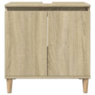 Комплект шкафове за баня от 3 части дъб сонома инженерно дърво