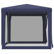 Парти палатка с 4 мрежести странични стени синя 2,5x2,5 м HDPE