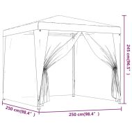 Парти палатка с 4 мрежести странични стени синя 2,5x2,5 м HDPE