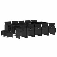Градински комплект с възглавници 15 части полиратан черен