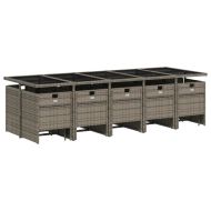 Градински комплект с възглавници 15 части полиратан сив