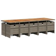 Градински комплект с възглавници 15 части полиратан сив