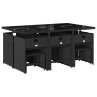 Градински комплект с възглавници 11 части полиратан черен