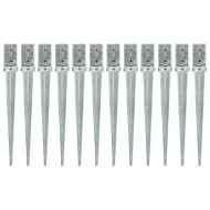 Заземителни колове 12 бр сребристи 8x8x76см поцинкована стомана