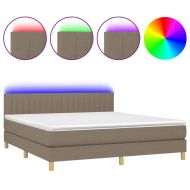 Боксспринг легло с матрак и LED, таупе, 180x200 см, плат