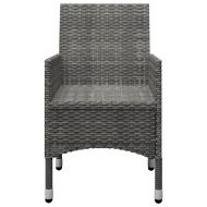 Градински трапезен комплект, 9 части, сив, полиратан и стъкло