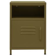 Нощни шкафчета, 2 бр, маслиненозелени, 35х35х51 см, стомана