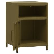 Нощни шкафчета, 2 бр, маслиненозелени, 35х35х51 см, стомана