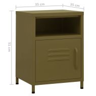 Нощни шкафчета, 2 бр, маслиненозелени, 35х35х51 см, стомана