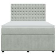 Боксспринг легло с матрак, светлосива, 140x190 см, кадифе