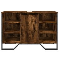 Шкаф за мивка за баня, опушен дъб, 91x35x60 см, инженерно дърво