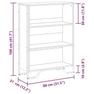 Библиотека, опушен дъб, 80x31x106 см, инженерно дърво
