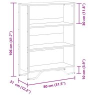 Библиотека черна 80x31x106 см инженерно дърво