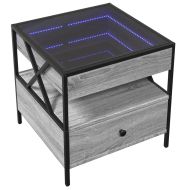 Маса за кафе с Infinity LED, сив сонома, 50x50x51 см
