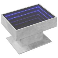 Маса за кафе с LED, бетонно сива, 70x50x45 см, инженерно дърво