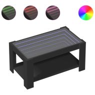 Маса за кафе с LED, черна, 93x53x45 см, инженерно дърво